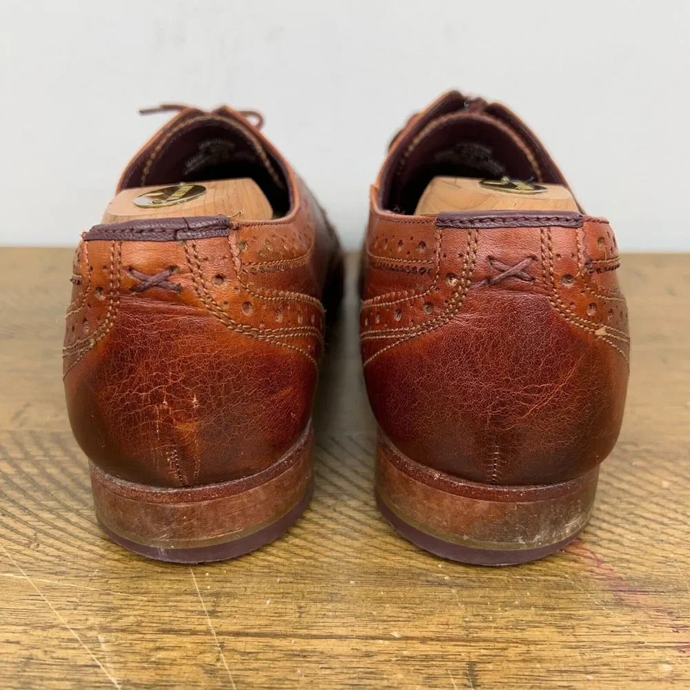 Ted Baker Shoes Mens 9 Gryene Chili Brown Leather Derby Wingtip‎ Oxford Lace Up